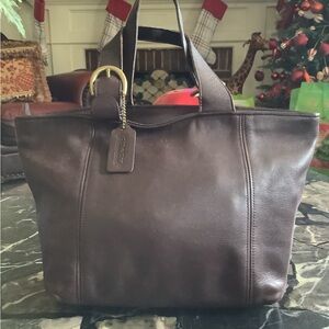 Authentic coach vintage cowhide leather mahogany waverly tote bag 14x8